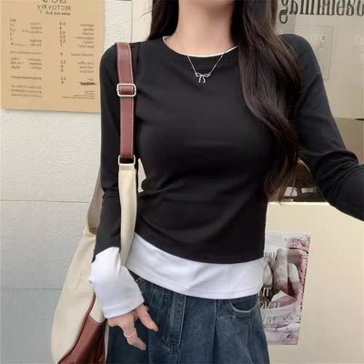 Femme Geschichteter Langarm-Top mit Einzigartigem Saumdetail Heidi-Mode