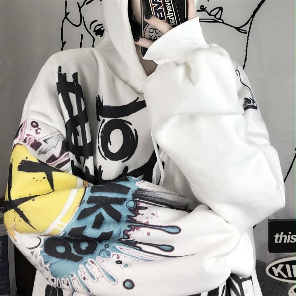 Femme Oversized Grafik Pullover Hoodie Heidi-Mode