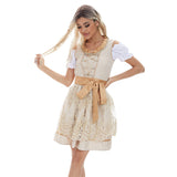 Damen nan kurzes traditionelles Dirndlkleid mit Spitzenbluse, Schnürung und dekorativer Schürze Drune in 4610 Khaki