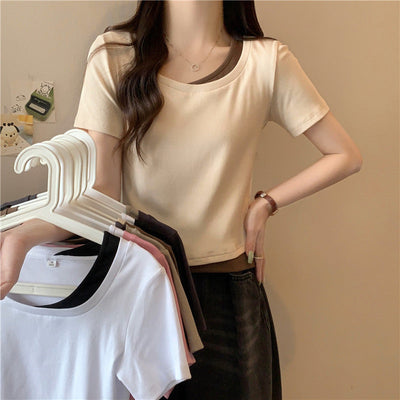 Femme Gestuftes Crop-Top mit Kontrast-Unterhemd Heidi-Mode