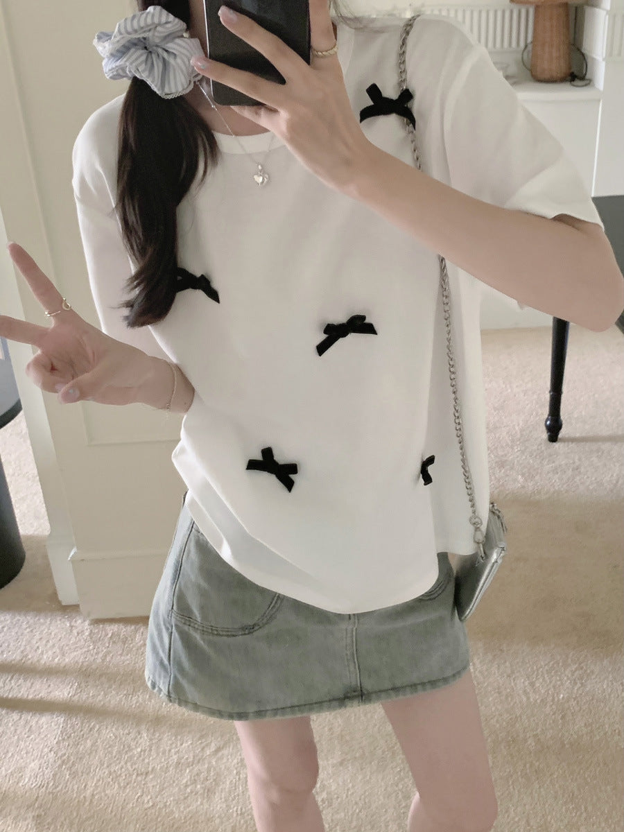 Femme Relaxed Fit Schleifen-Detail Grafik-Top Heidi-Mode