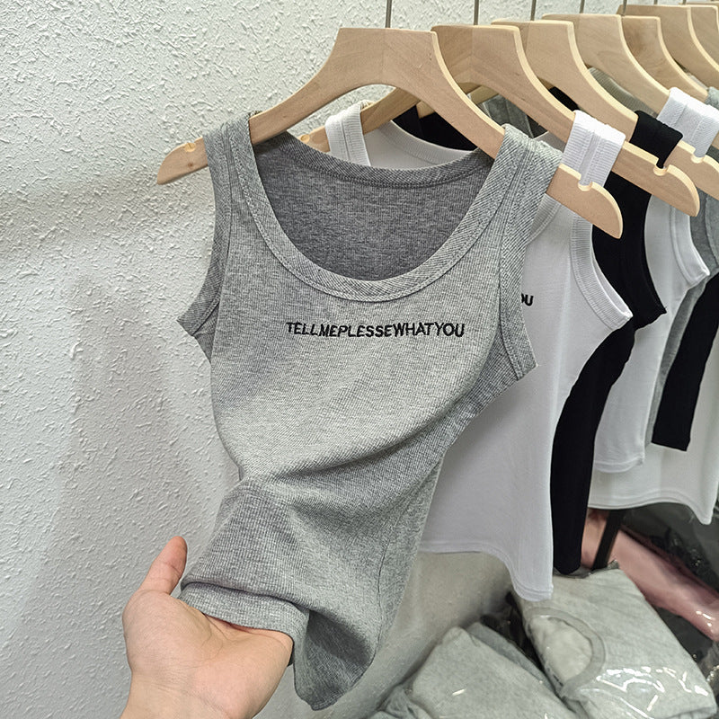 Femme Ripptext-Grafik-Ärmelloses Top Heidi-Mode