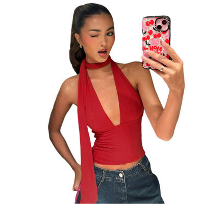 Cecily - Dyb V-Ausschnitt Halter-Wickeloberteil