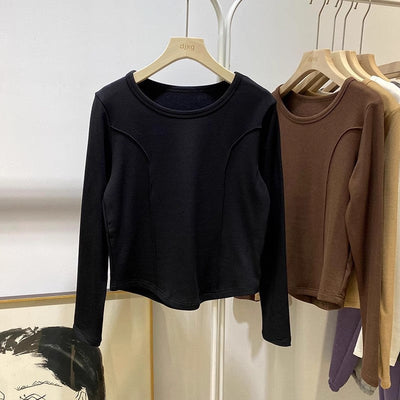 Femme Langarm Skulptierter Schnitt Oberteil Heidi-Mode