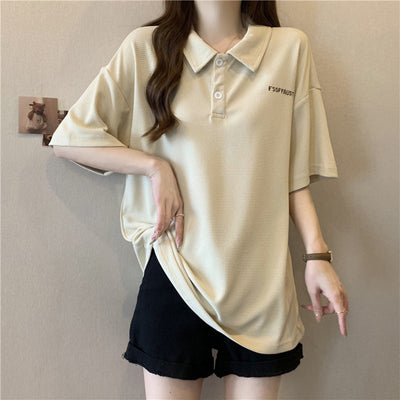 Femme Relaxed Fit Polo Tee mit strukturiertem Stoff Heidi-Mode