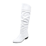 Damen nan knielange Slouch-Stiefel mit weichem Schaft und niedrigem Blockabsatz Drune in Weiß (niedriger Absatz)