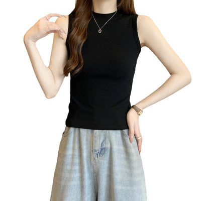 Femme Slim Fit Mock Neck Gerippter Tanktop Heidi-Mode