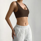 Damen Sport-Bustier mit bequemen breiten Trägern und elastischem Schnitt Drune in Braun