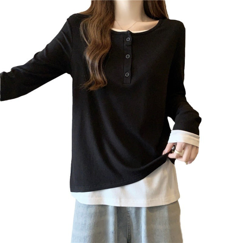 Femme Layered Langarm Henley Top Heidi-Mode