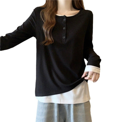 Femme Layered Langarm Henley Top Heidi-Mode