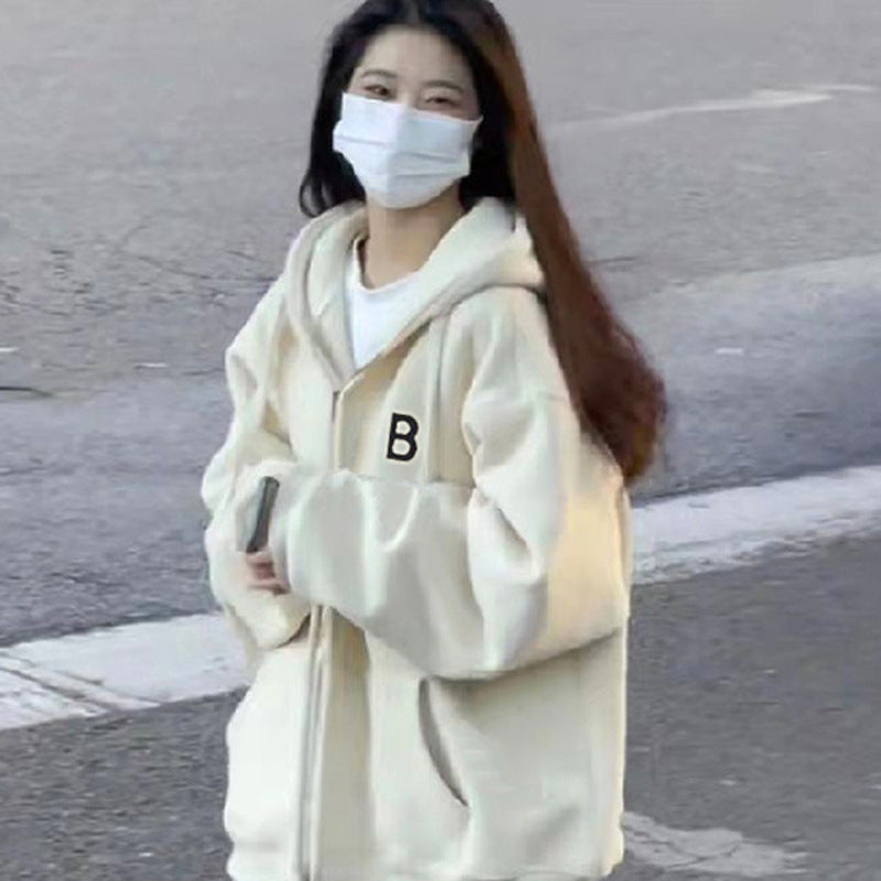 Damen Oversized Zip-Up Hoodie mit Kängurutaschen und stylischer Bestickung Heidi-Mode