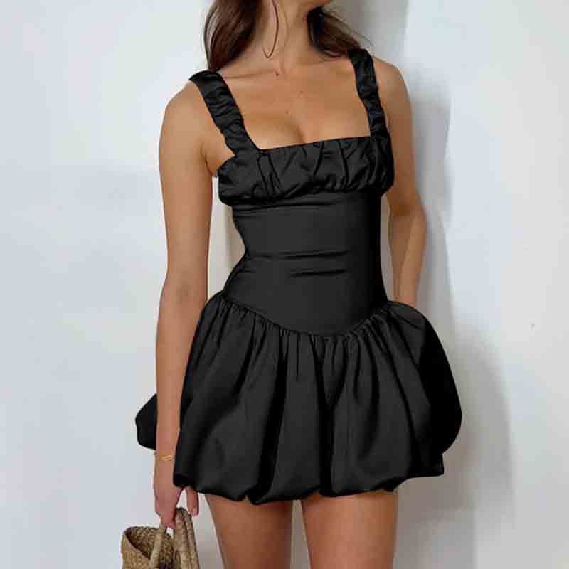 Bia - Voluminöse Minikleid für Frauen mit quadratischem Ausschnitt und Rüschendetails