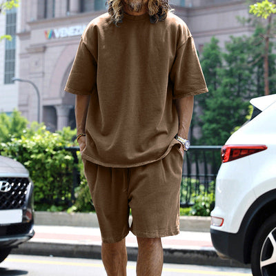 Herren lässiger Kurzarm-Set aus bequemen Baumwollstoffen Aliams