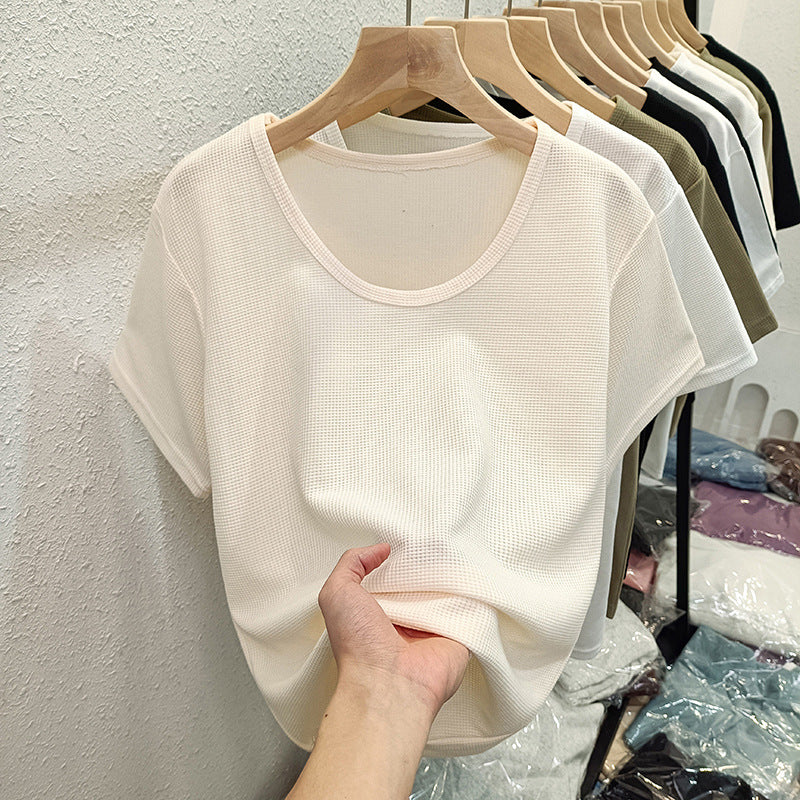 Femme Leichtgewicht Texturiertes Kurzarmoberteil Heidi-Mode