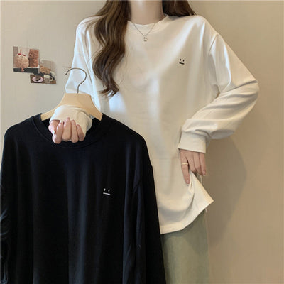 Damen Relaxed Fit Langarm-T-Shirt mit einzigartigem grafischem Detail Heidi-Mode