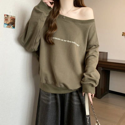 Femme Off-Shoulder Grafik Sweatshirt Heidi-Mode