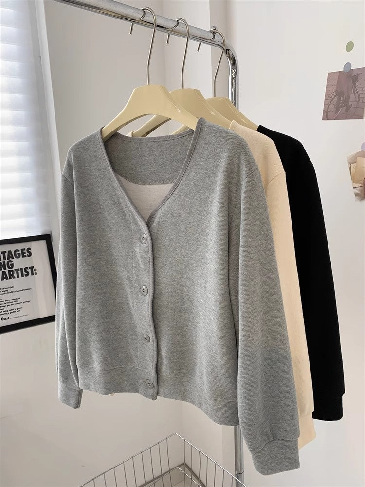 Femme Weicher Strickknopf-Oben Cardi Pullover Heidi-Mode