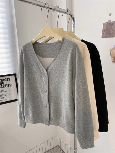 Femme Weicher Strickknopf-Oben Cardi Pullover Heidi-Mode