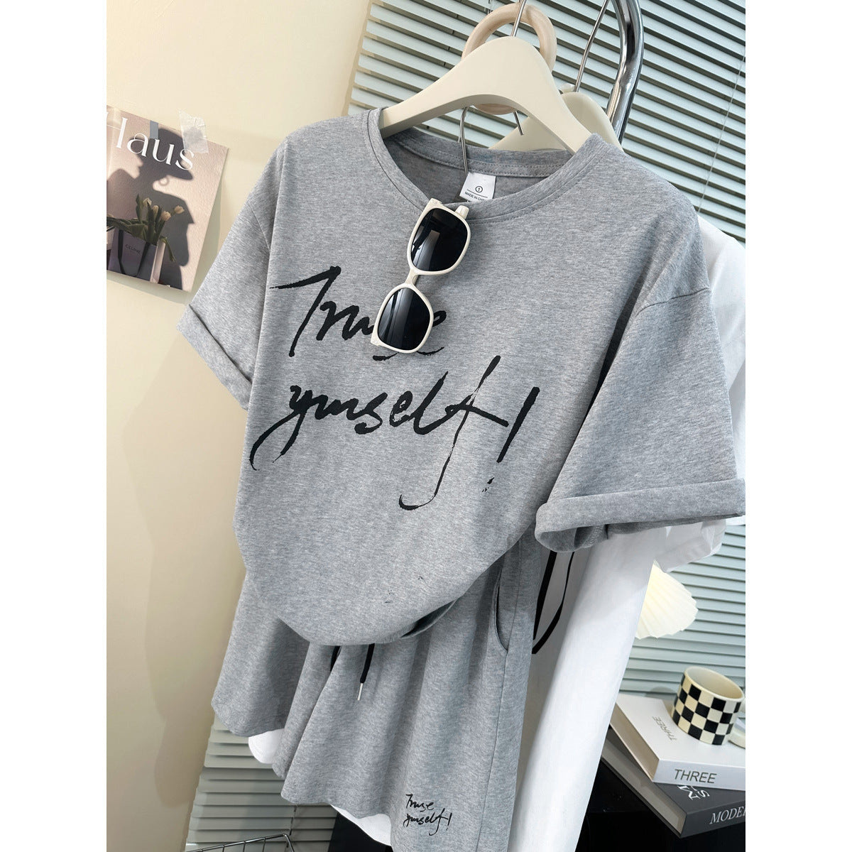 Damen Oversized Grafik-T-Shirt mit kreativem Print Heidi-Mode