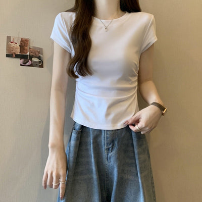 Femme Kurzarm Raffung Top Heidi-Mode