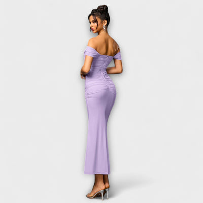 Ione - Off-Shoulder Raffung Bodycon Kleid