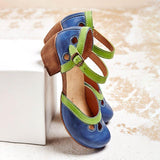 Offene Mittelblocksandalen Mit Zehenausschnitt - Jenna in Blau