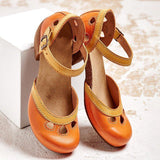 Offene Mittelblocksandalen Mit Zehenausschnitt - Jenna in Orange