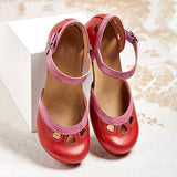 Offene Mittelblocksandalen Mit Zehenausschnitt - Jenna in Rot