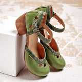 Offene Mittelblocksandalen Mit Zehenausschnitt - Jenna in Grün