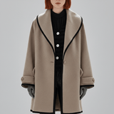 Oversized Mantel Mit Weitem Revers - Lillian in Braun