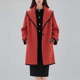 Oversized Mantel Mit Weitem Revers - Lillian in Rot