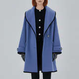 Oversized Mantel Mit Weitem Revers - Lillian in Blau