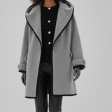 Oversized Mantel Mit Weitem Revers - Lillian in Grau