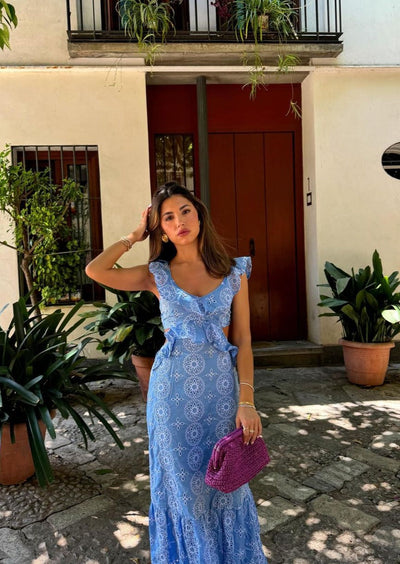 Maxi-Kleid mit Rüschen | Feminine Eleganz & Boho-Muster | Sommerlicher Charme