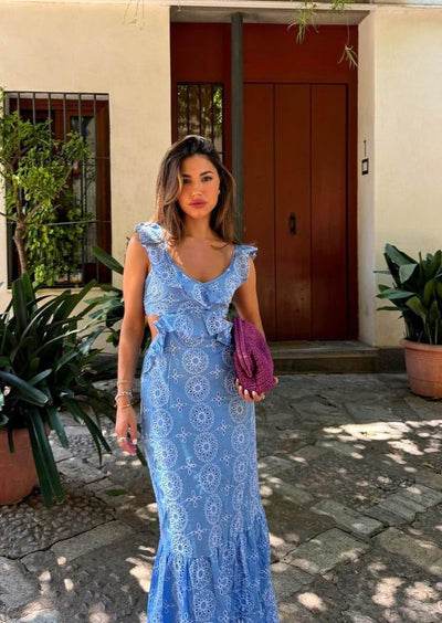 Maxi-Kleid mit Rüschen | Feminine Eleganz & Boho-Muster | Sommerlicher Charme