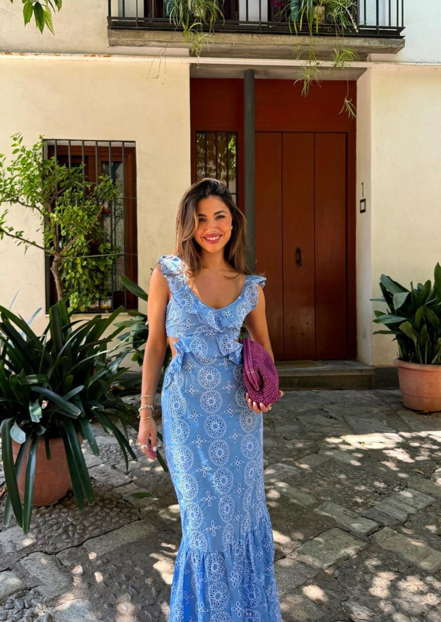 Maxi-Kleid mit Rüschen | Feminine Eleganz & Boho-Muster | Sommerlicher Charme