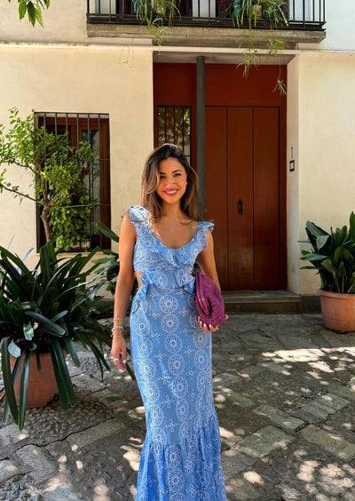 Maxi-Kleid mit Rüschen | Feminine Eleganz & Boho-Muster | Sommerlicher Charme