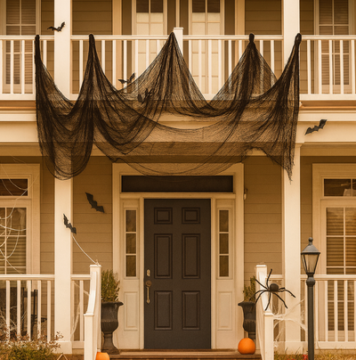 PhantomWeb Halloween Spinnennetz – Schwarzes Polyester für Innen & Außen