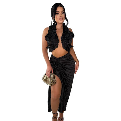 Pia - 2-teilige Geplisste Rüschen-Set