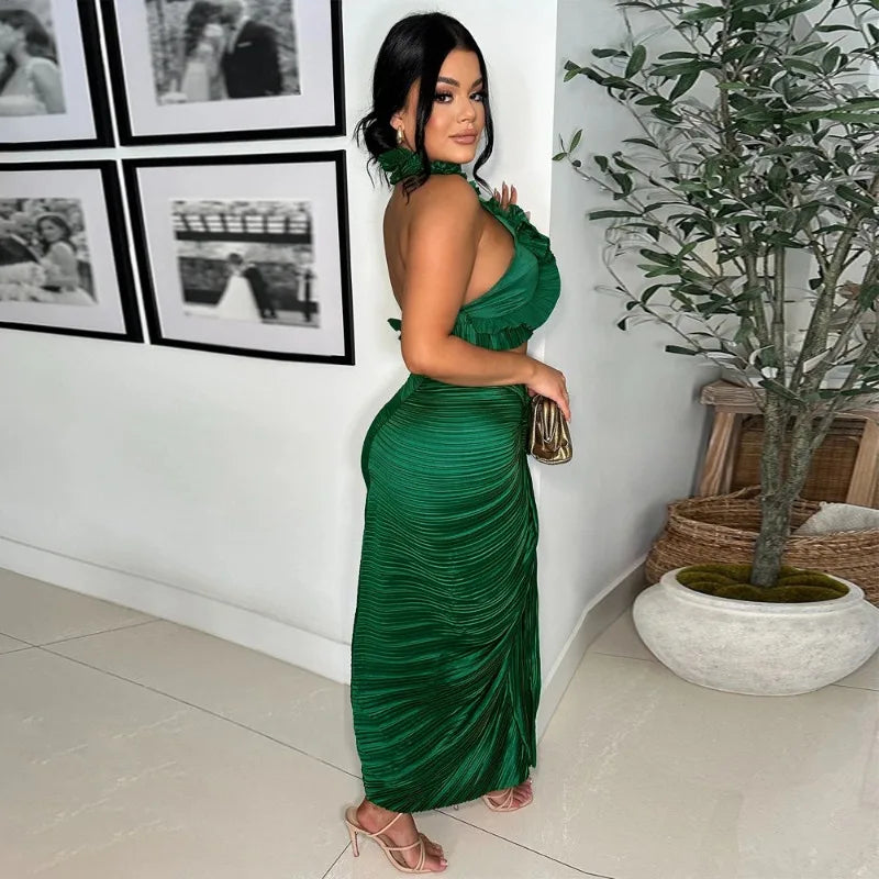 Pia - 2-teilige Geplisste Rüschen-Set