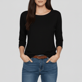 Rundhals-Shirt Mit Dreiviertelärmeln - Lucienne in Schwarz