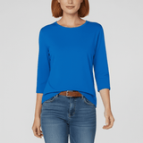 Rundhals-Shirt Mit Dreiviertelärmeln - Lucienne in Dunkelblau