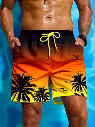 Palmen | Badeshorts Herren mit Tropen-Print – Bequeme Badehose für Männer