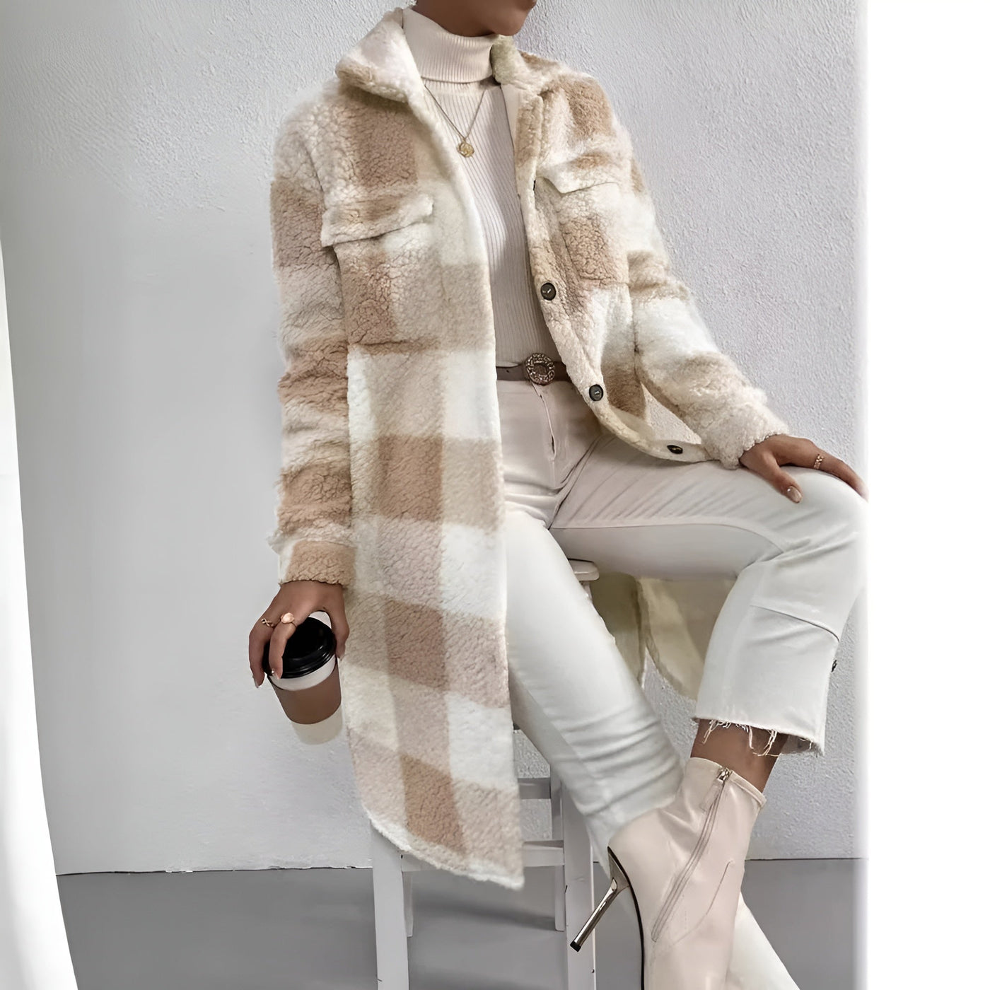 50% Rabatt | Estella™ - Langer karierter Mantel [Letzter Tag Rabatt]