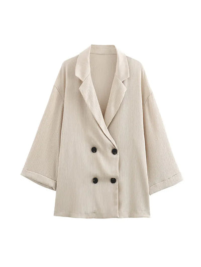 Emilia | Blazer Set Damen – Doppelbrüstig mit Weit Geschnittener Hose