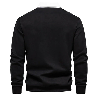 Klassischer Langarm-Pullover | Minimalistisch und Elegant | Kontrastkragen