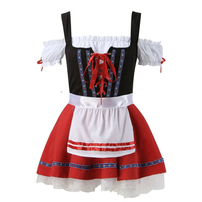 Damen Mini Rot Oktoberfest Dirndl Kleid