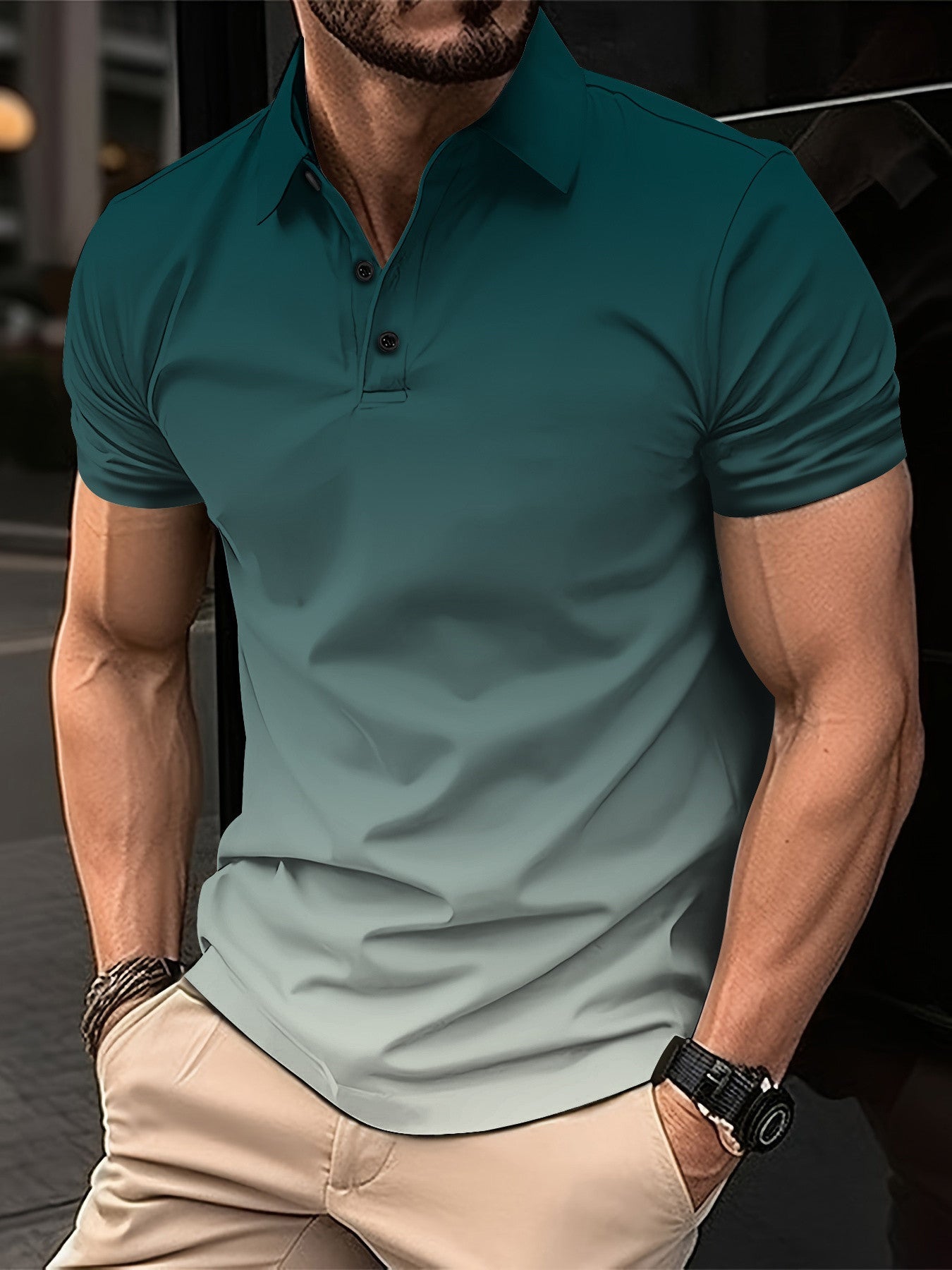Avelena | Herren Gradient Kurzarm Poloshirt