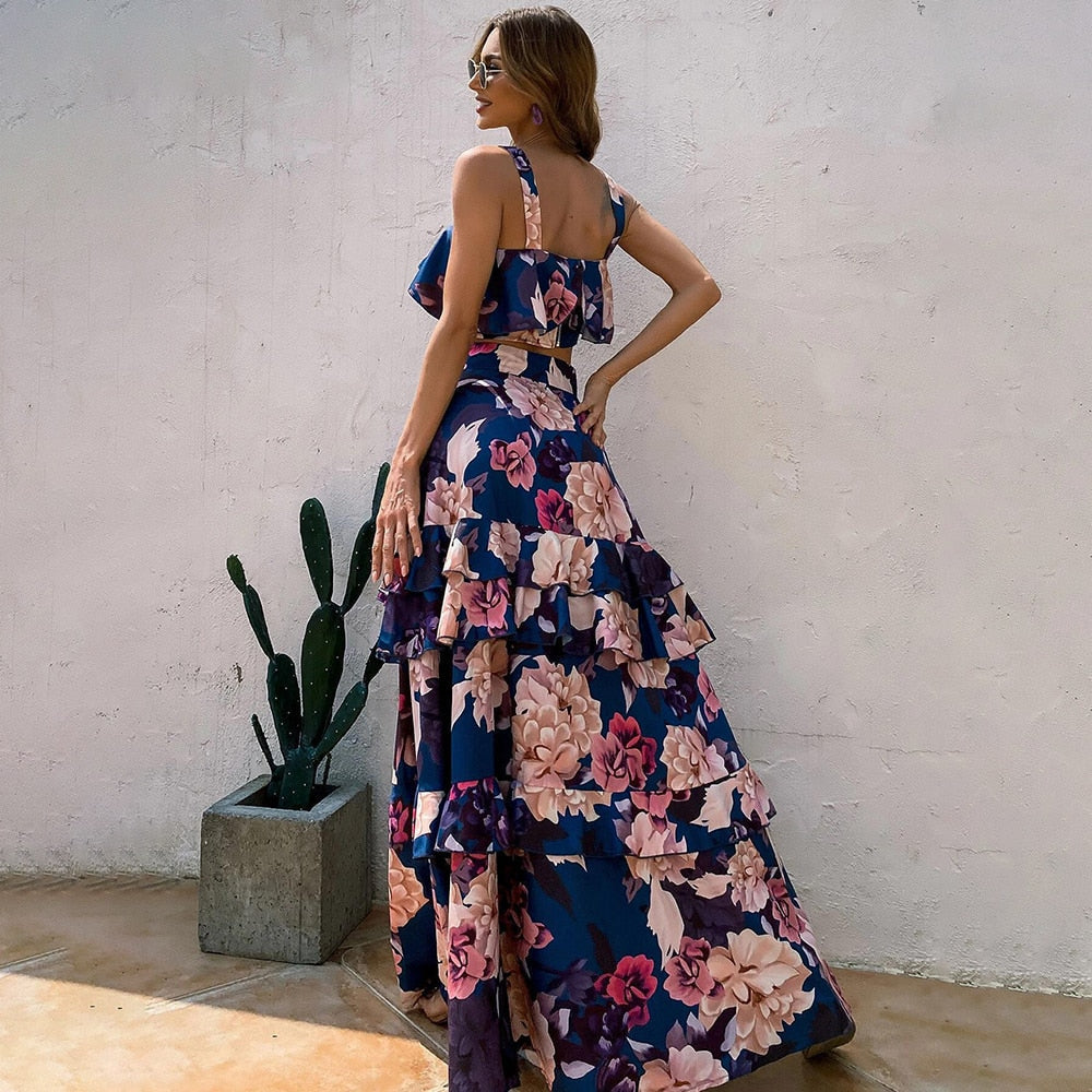 Stella - Zweiteiliges Urlaubsset Trägertop & Rüschenrock