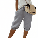Aaliyah - Damen Shorts mit Bindegürtel in Hellgrau